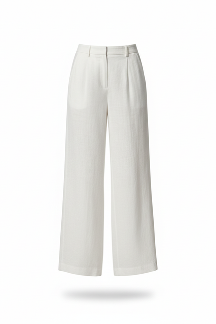 Pantalon En Lin Blanc Ample Léger Fluide Décontracté - vue 3