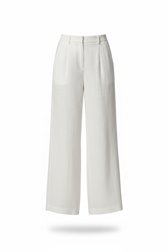 Pantalon En Lin Blanc Ample Léger Fluide Décontracté - vue 3
