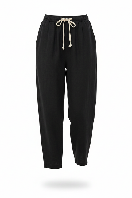 Pantalon Noir Femme Lin - vue 3