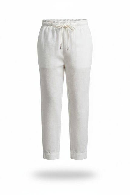 Pantalon En Lin Blanc Cordon Ample Enfant Décontracté Léger - vue 3