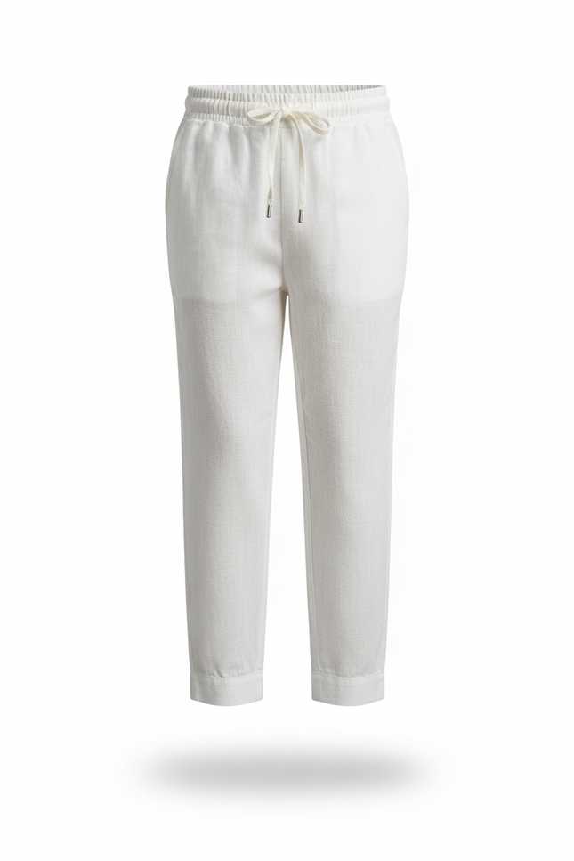 Pantalon En Lin Blanc Cordon Ample Enfant Décontracté Léger - vue 3