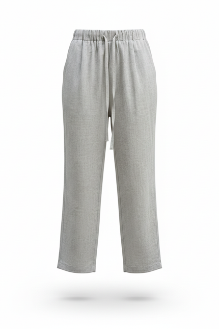 Pantalon En Lin Gris Clair Ample Décontracté Enfant - vue 3
