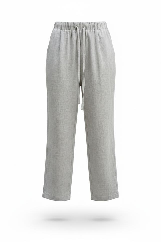Pantalon En Lin Gris Clair Ample Décontracté Enfant - vue 3