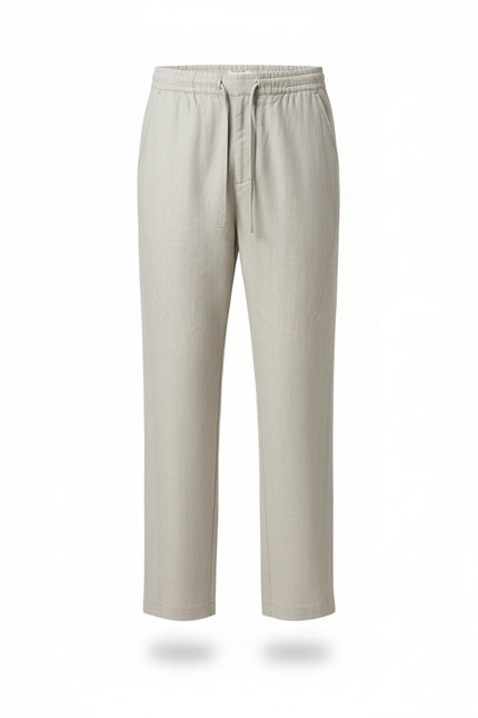 Pantalon En Lin Beige Homme Ample Droit Décontracté - vue 3
