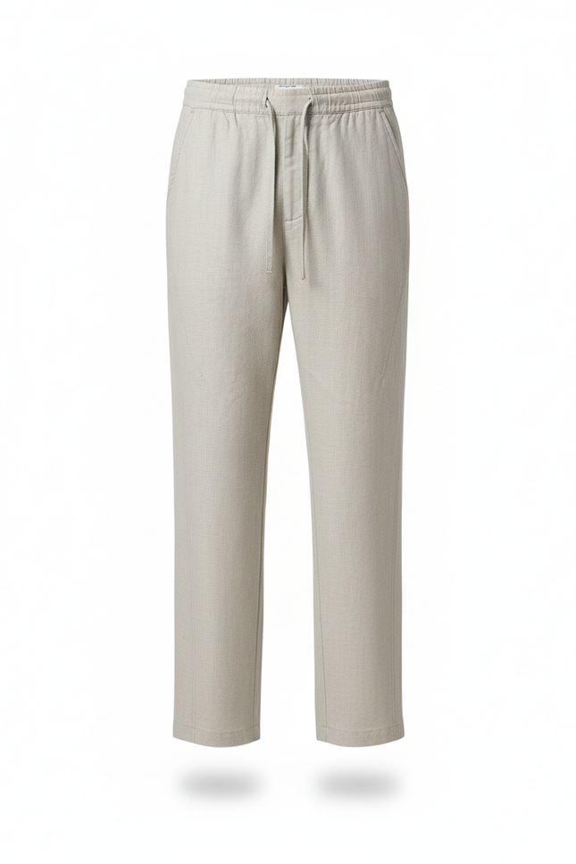 Pantalon En Lin Beige Homme Ample Droit Décontracté - vue 3