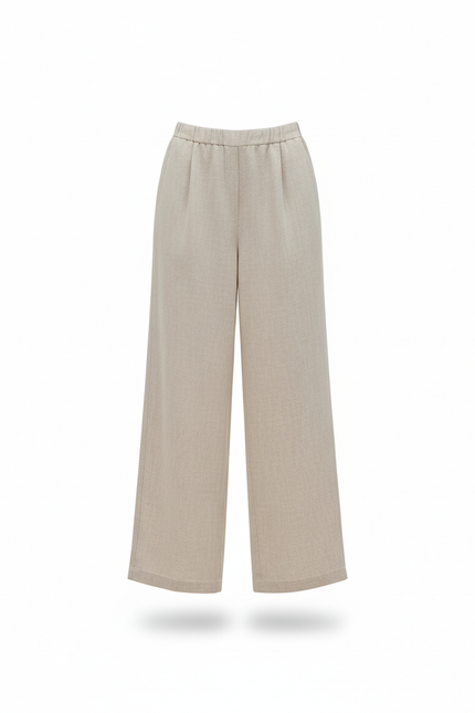 Pantalon Lin Taupe Femme - Beige - vue 3