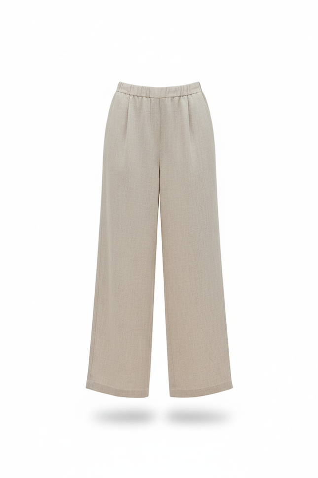 Pantalon Lin Taupe Femme - Beige - vue 3