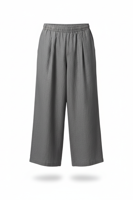 Pantalon En Lin Gris Large Décontracté Homme Cordon - vue 3