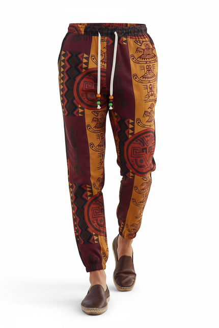 Pantalon Lin Imprimé - Multicolore - vue 3