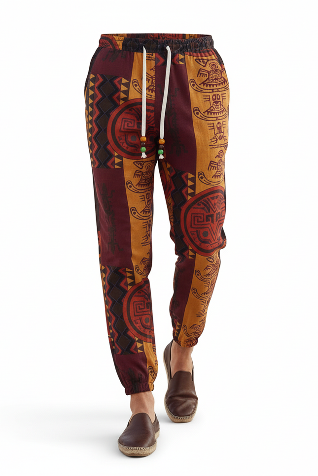 Pantalon Lin Imprimé - Multicolore - vue 3