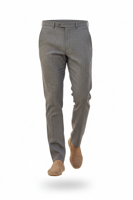 Pantalon En Lin Gris, Droit, Chic, Micro-Motif, Homme - vue 3