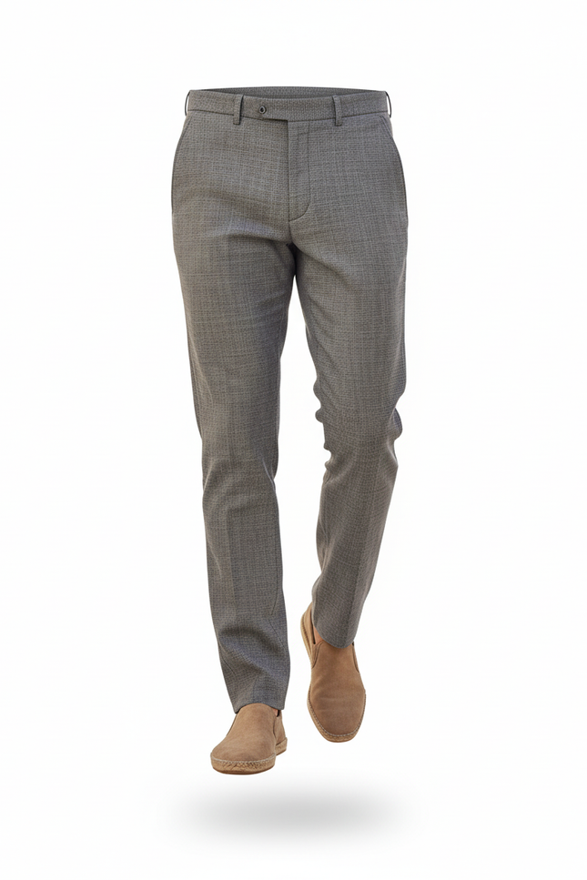 Pantalon En Lin Gris, Droit, Chic, Micro-Motif, Homme - vue 3