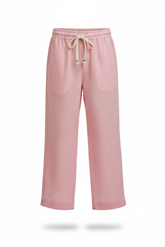 Pantalon En Lin Rose Ample Enfant Cordon Léger - vue 3