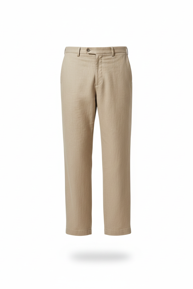 Pantalon En Lin Beige Homme Droit Décontracté Élégant - vue 3