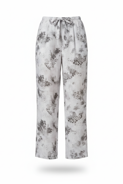 Pantalon En Lin Imprimé Abstrait Ample Fluide Estival - vue 3