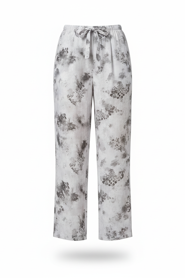 Pantalon En Lin Imprimé Abstrait Ample Fluide Estival - vue 3