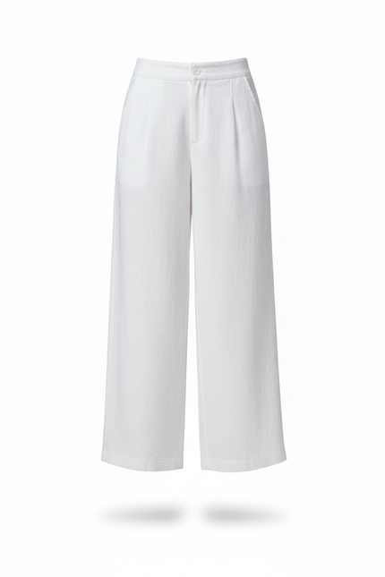 Pantalon Large Lin Blanc - vue 3