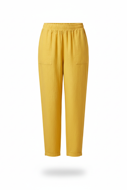 Pantalon Lin Moutarde - Jaune - vue 3
