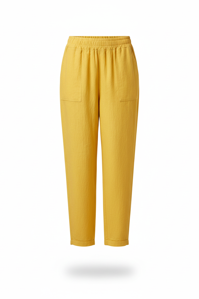 Pantalon Lin Moutarde - Jaune - vue 3