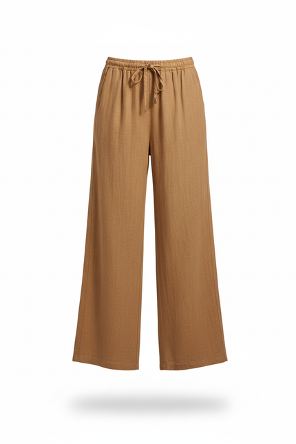 Pantalon Lin Camel - vue 3