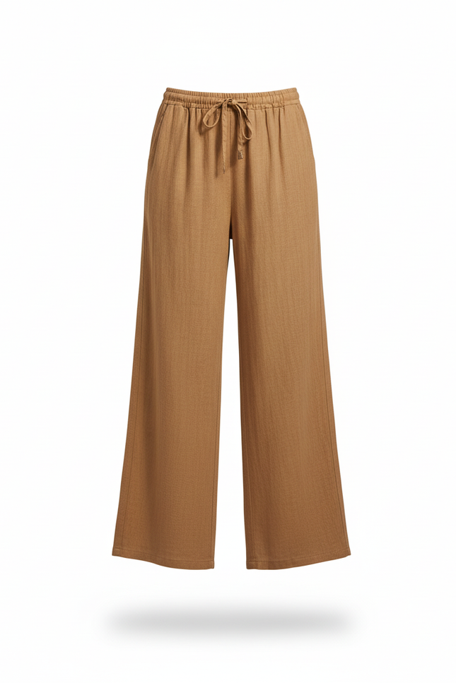 Pantalon Lin Camel - vue 3