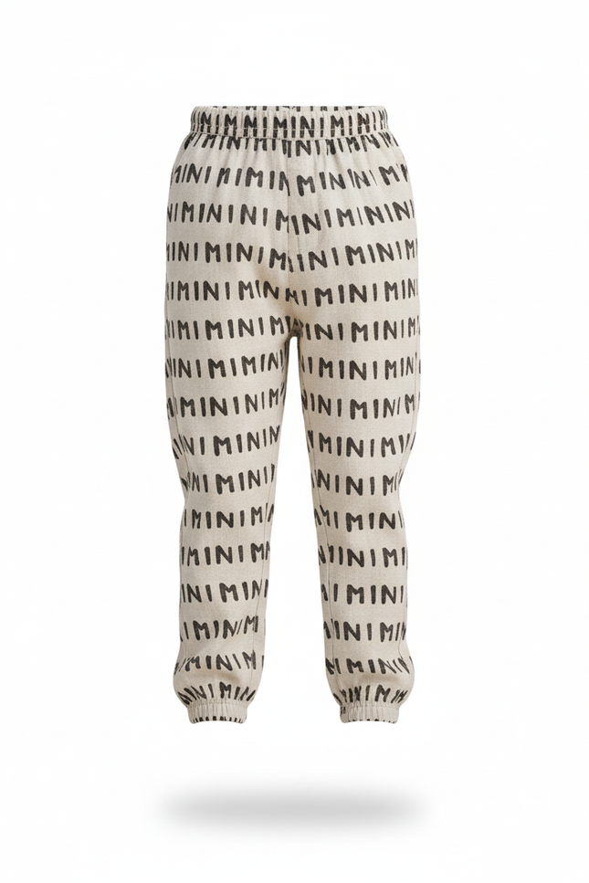 Pantalon En Lin Écru Imprimé Minimaliste Ample Enfant - vue 3
