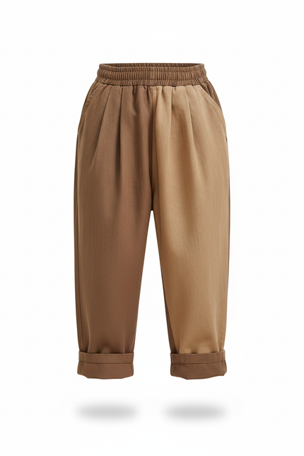 Pantalon En Lin Bicolore Ample Plissé Enfant - Multicolore - vue 3