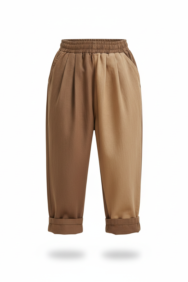 Pantalon En Lin Bicolore Ample Plissé Enfant - Multicolore - vue 3