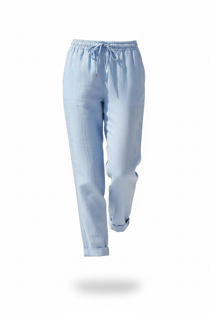 Pantalon Lin Femme Bleu - vue 3