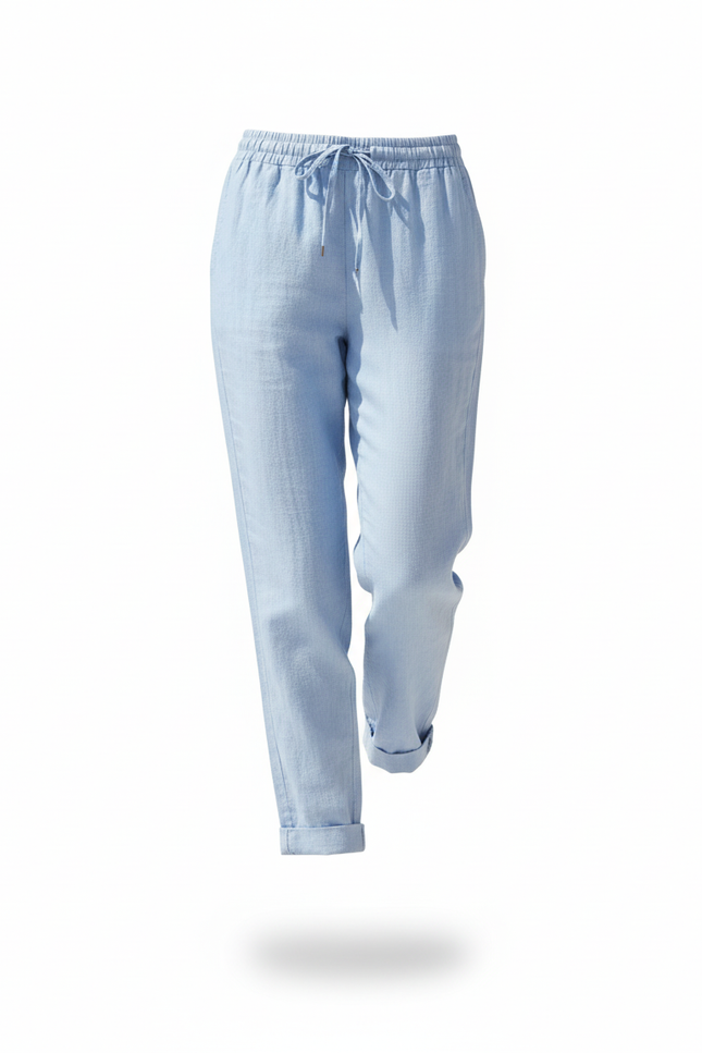 Pantalon Lin Femme Bleu - vue 3