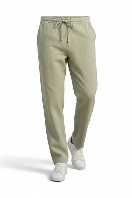 Pantalon Lin Vert Sauge Homme - vue 3