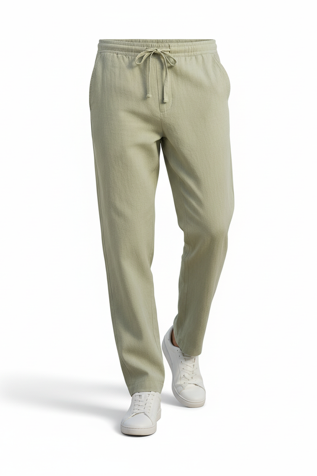 Pantalon Lin Vert Sauge Homme - vue 3
