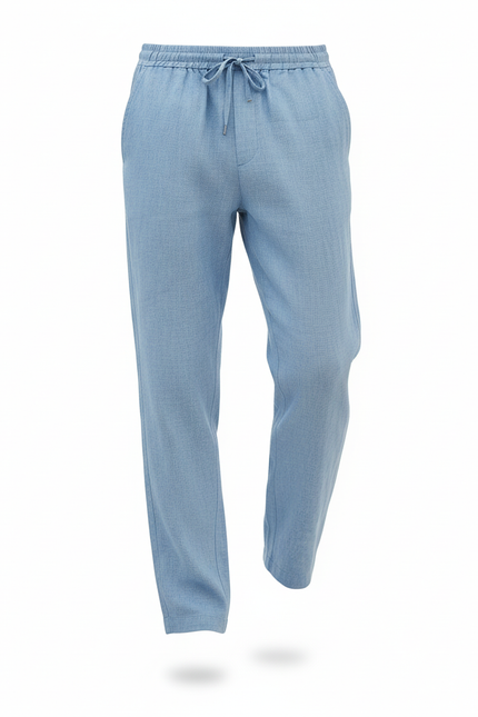Pantalon Coton Et Lin - Bleu - vue 3