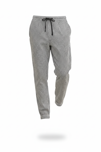 Pantalon En Lin Rayé Décontracté Cordon Homme - Imprimé - vue 3
