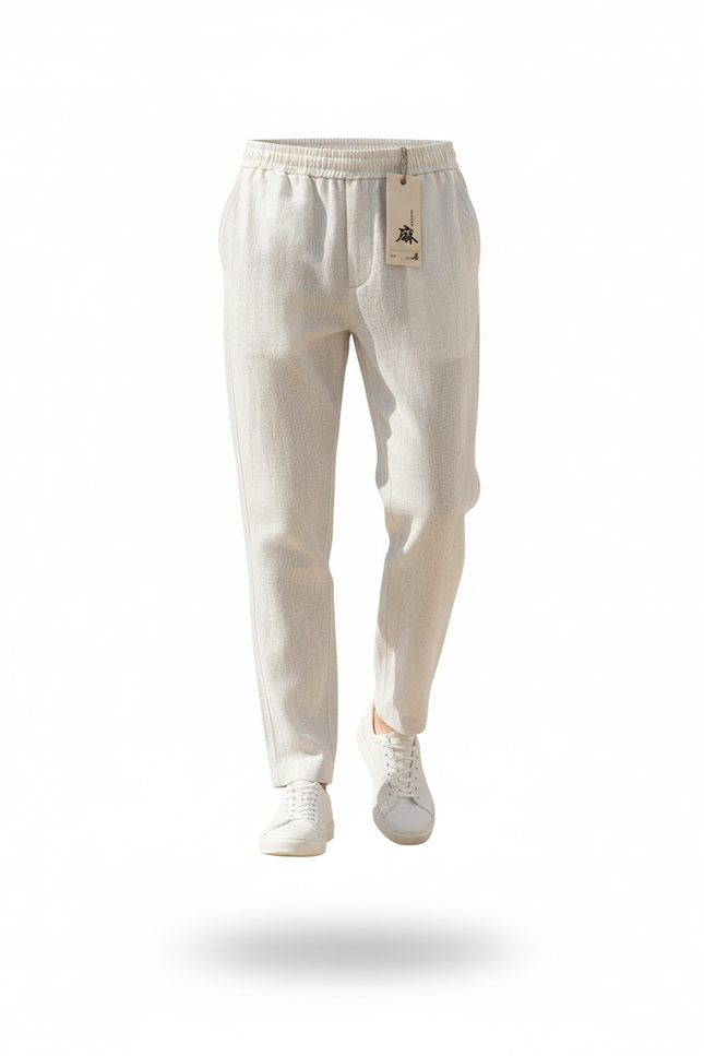 Pantalon En Lin Grande Taille Pour Homme - Blanc - vue 3