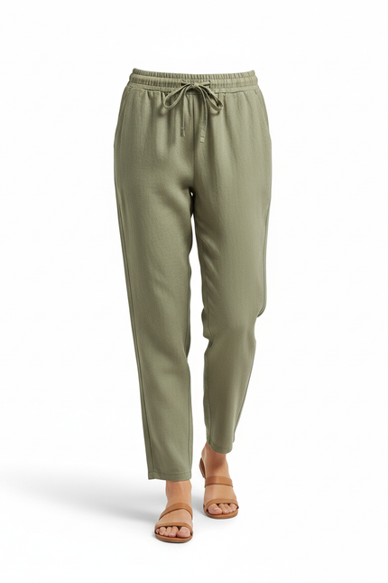 Pantalon Lin Femme Petite - Kaki - vue 3
