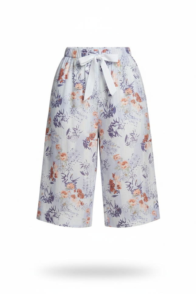 Pantalon En Lin Fleuri Fluide Estival Ample Décontracté - Imprimé - vue 3