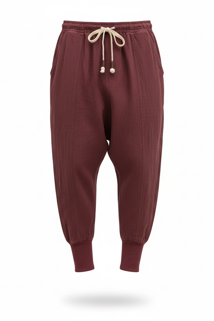 Pantalon Lin Rouge Homme - Bordeaux - vue 3