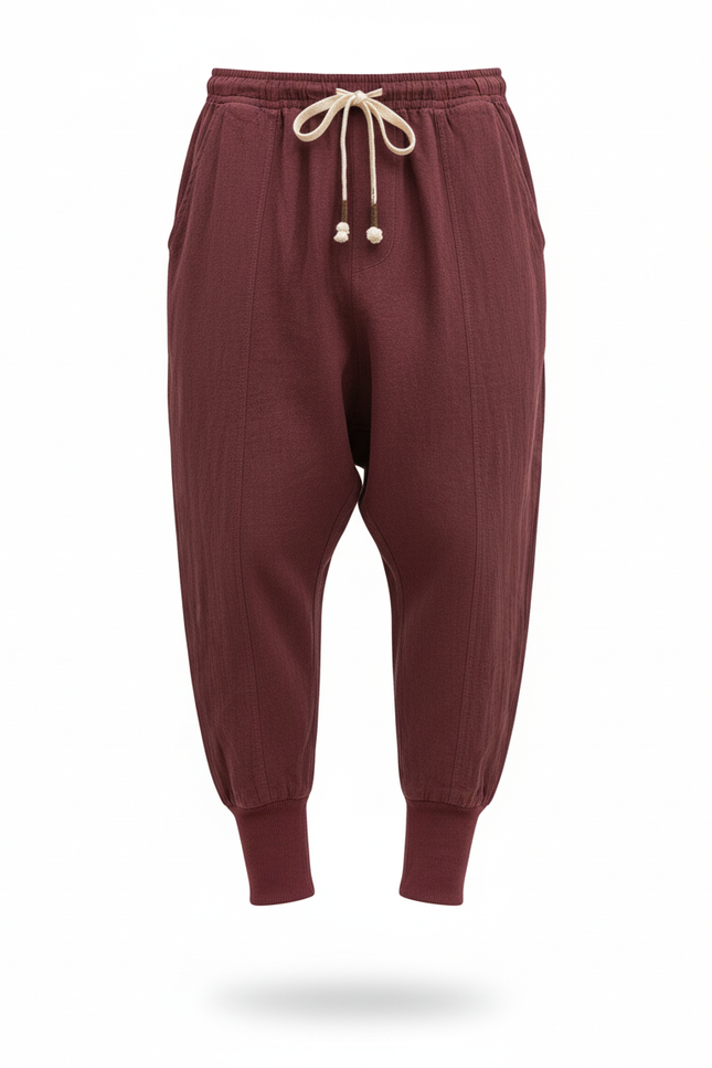 Pantalon Lin Rouge Homme - Bordeaux - vue 3