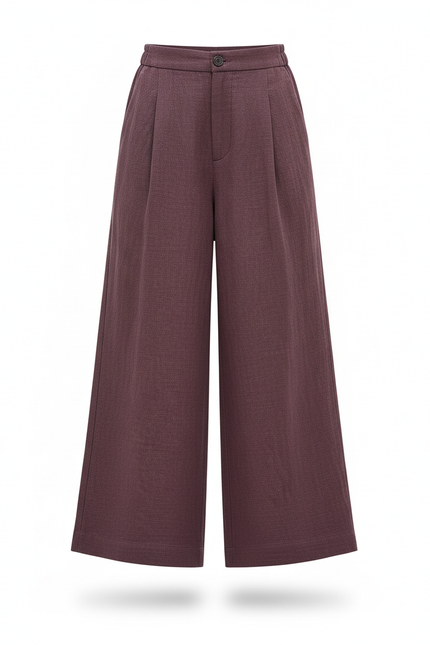 Pantalon En Lin Violet Ample Fluide Confortable Fille - vue 3