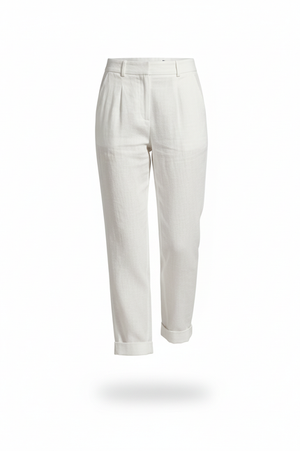 Pantalon En Lin Blanc Ample Plissé Décontracté Léger - vue 3