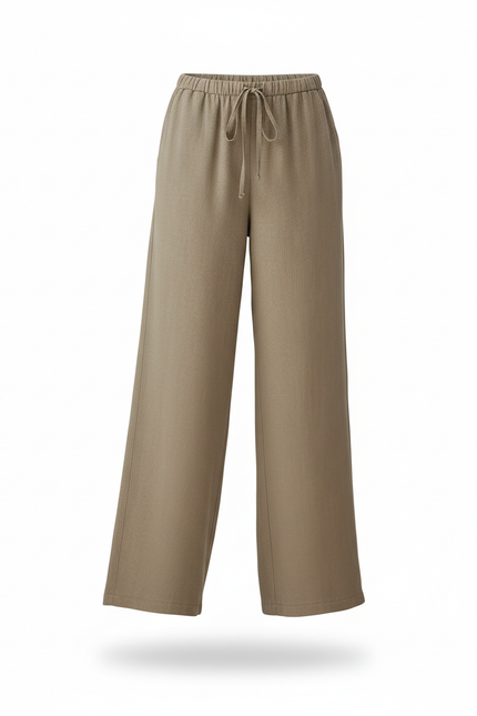 Pantalon En Lin Marron Femme - Kaki - vue 3