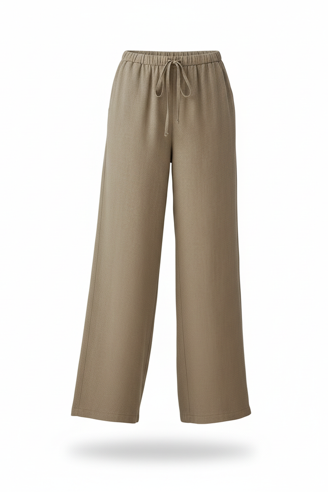 Pantalon En Lin Marron Femme - Kaki - vue 3
