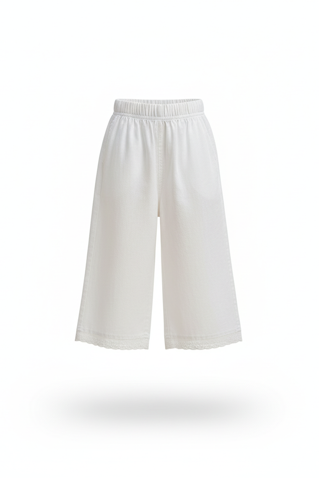 Pantalon En Lin Blanc Ample Décontracté Enfant - vue 3
