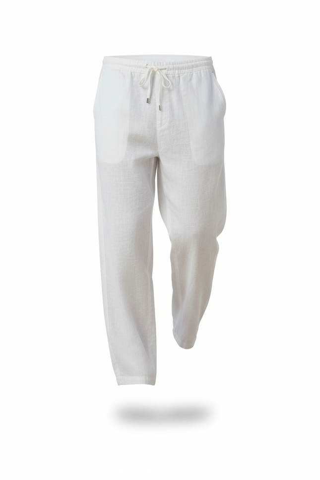 Pantalon Lin Blanc Et Bleu - vue 3