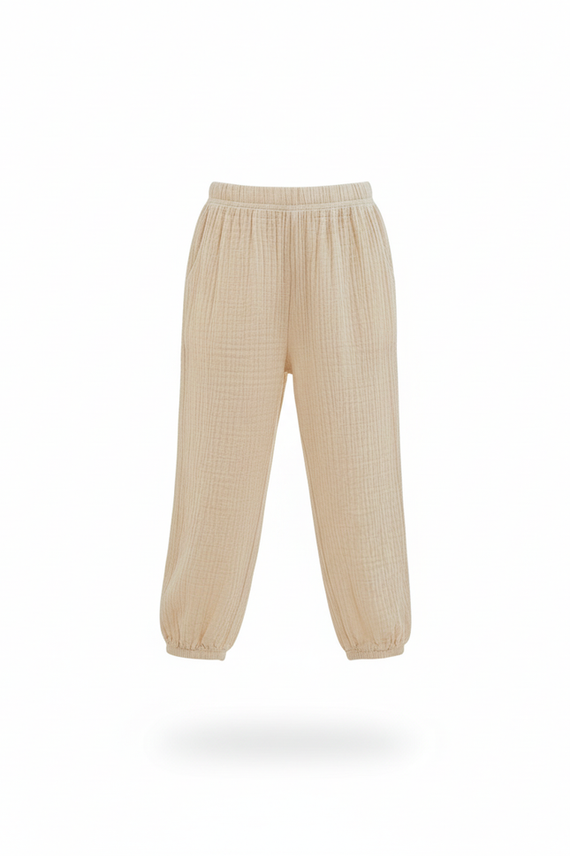 Pantalon En Lin Beige Ample Fluide Enfant - vue 3
