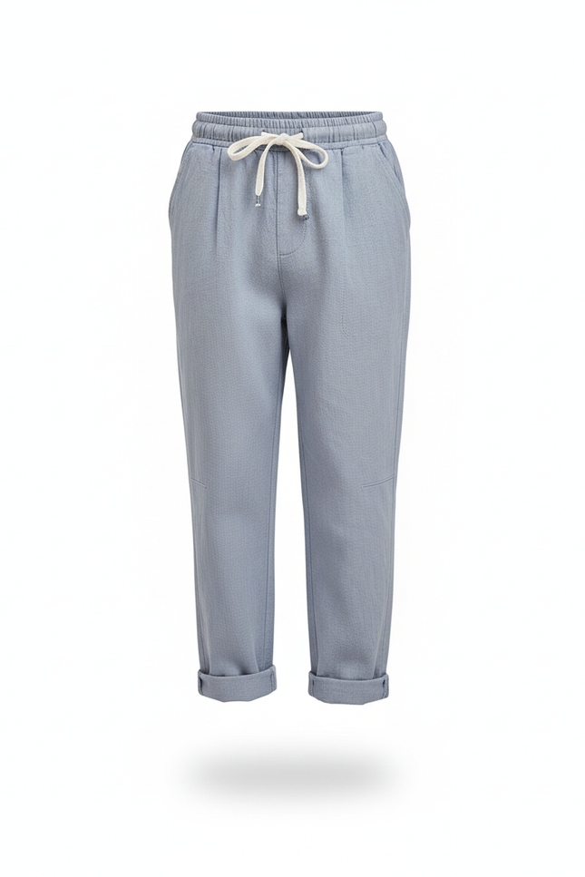 Pantalon En Lin Gris Enfant Décontracté Léger - vue 3