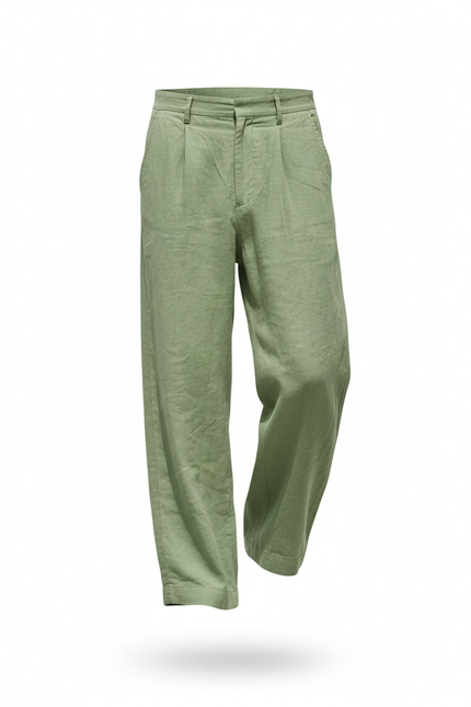 Pantalon Lin Homme Vert Kaki - vue 3