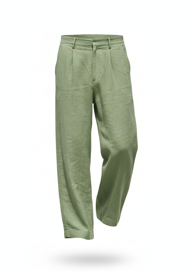Pantalon Lin Homme Vert Kaki - vue 3