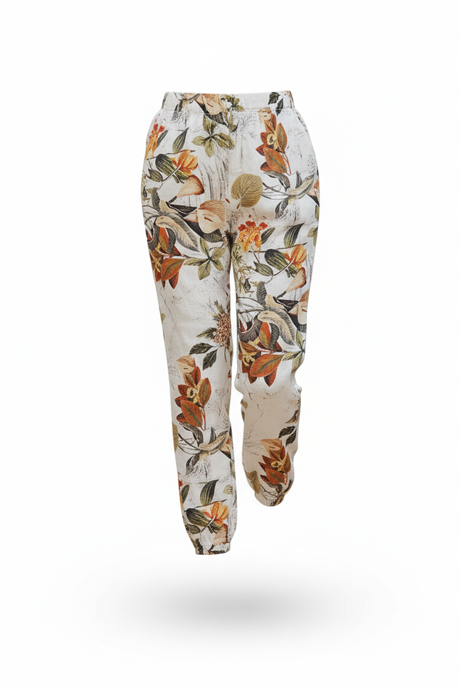 Pantalon En Lin Fleuri Ample Décontracté Estival - Imprimé - vue 3